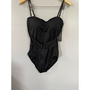 La Blanca Women's Swimsuits Swimwear Black Bandeau One-Piece - Women 10 NWT